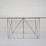 Glass and metal dining table by Max Sauze 1970