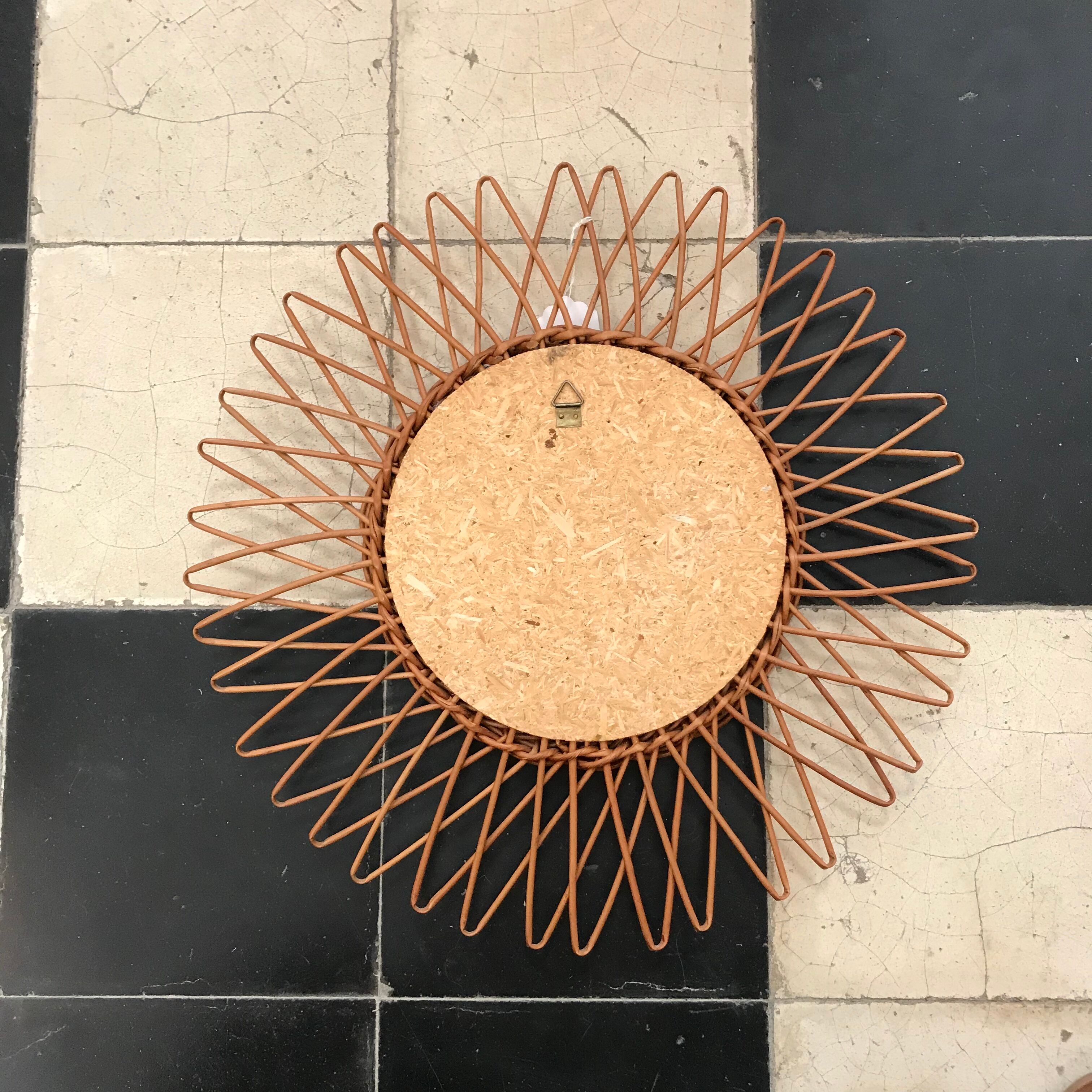 Vintage rattan sun mirror 40cm