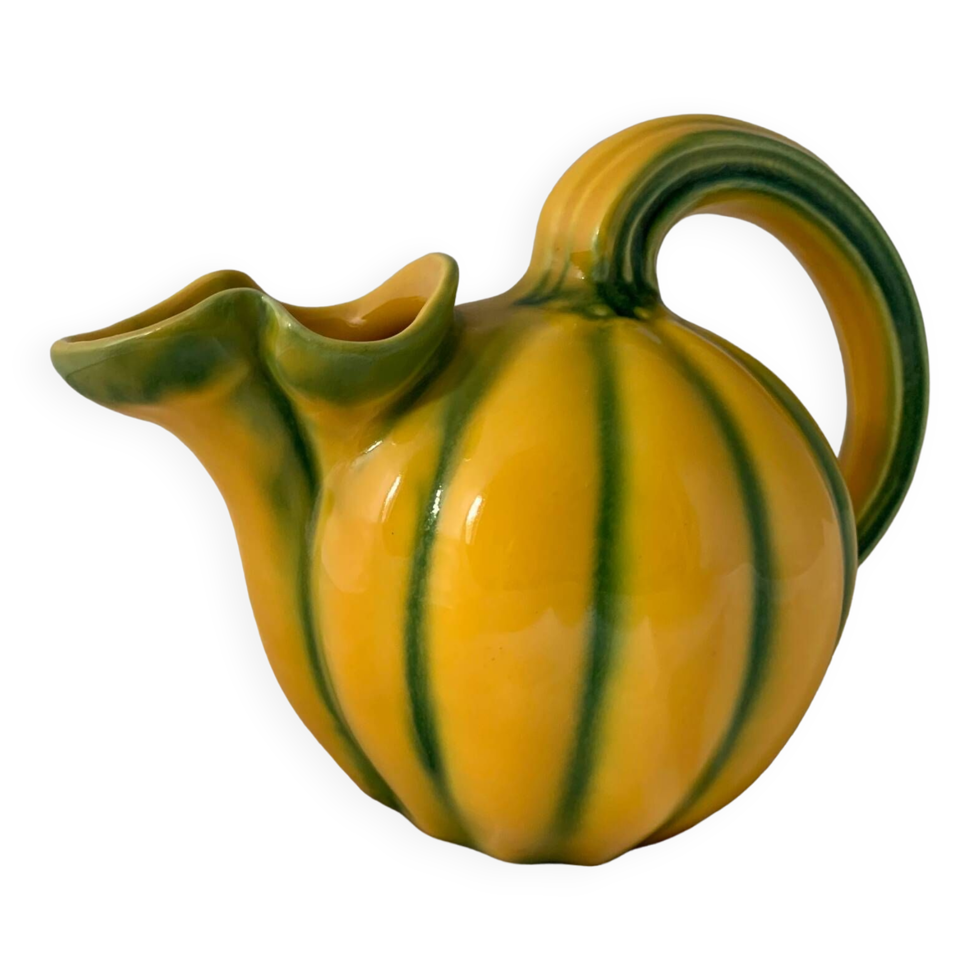 Green and yellow polychrome melon pitcher 1960