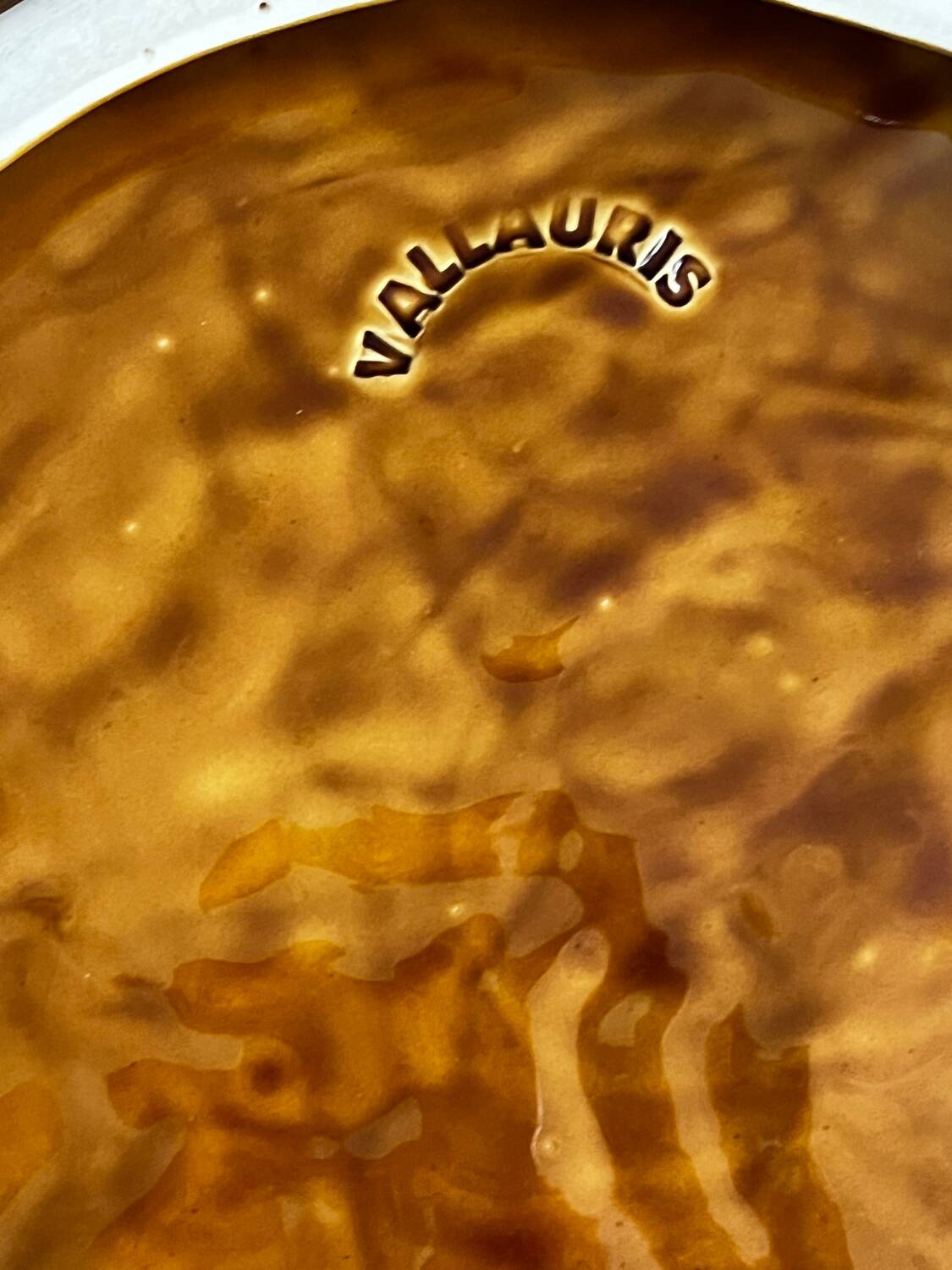 Vintage Vallauris dish from the 70s – Ø 29.5 cm – orange floral decoration