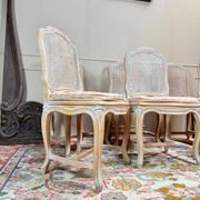 Set of six Louis XV style lacquered wood caned chairs