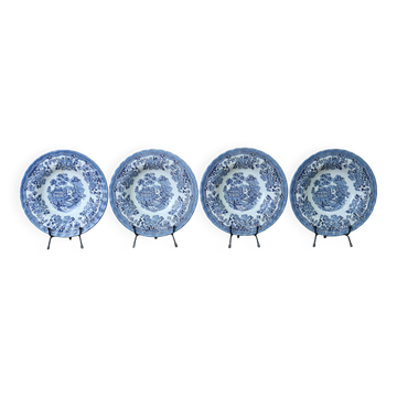4 Tonquin and Myott English deep plates, Staffordshire blue model