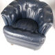 Suite of 3 small armchairs in midnight blue leather with castors
