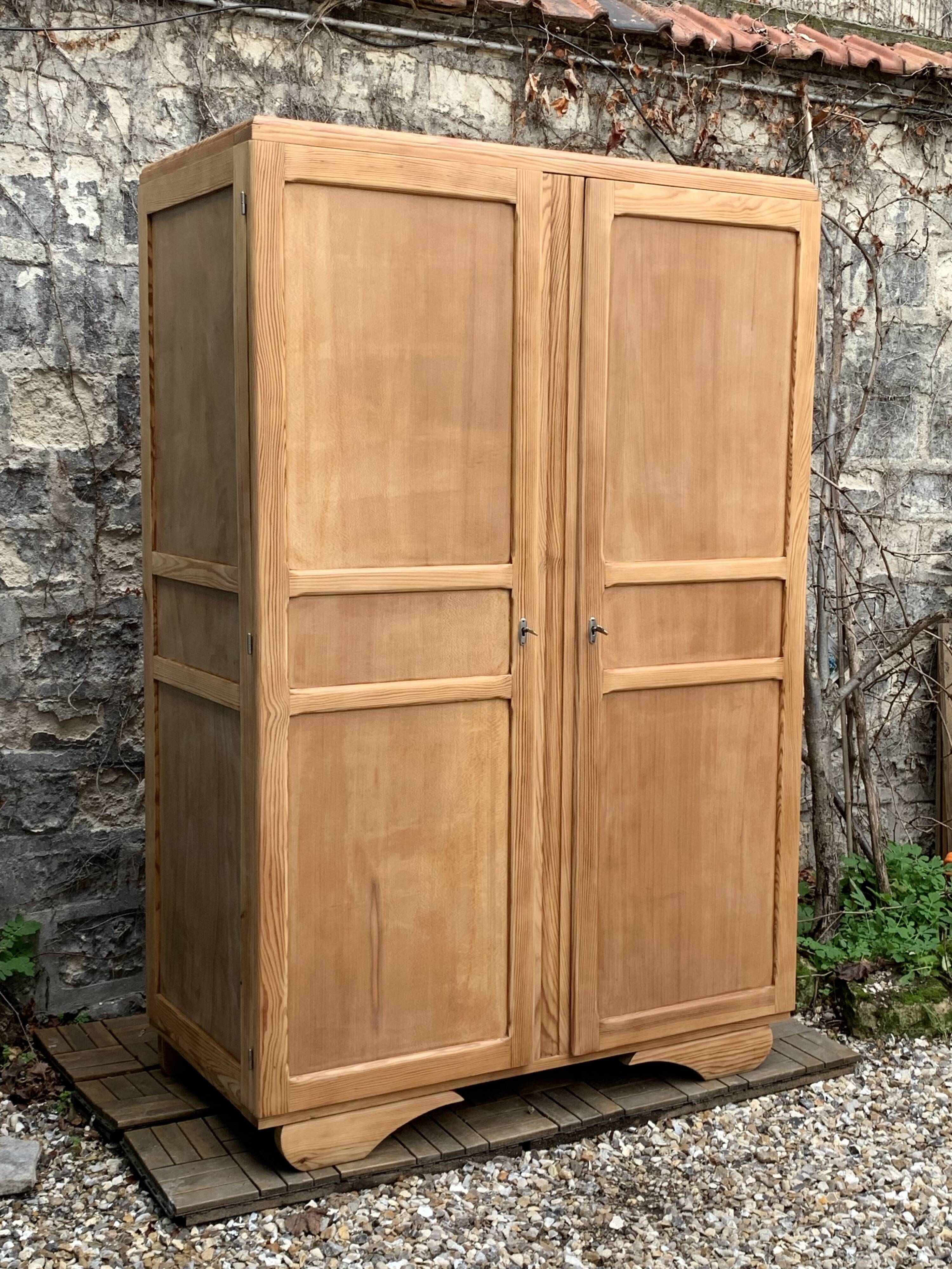 Parisian art deco wardrobe solid raw wood wardrobe