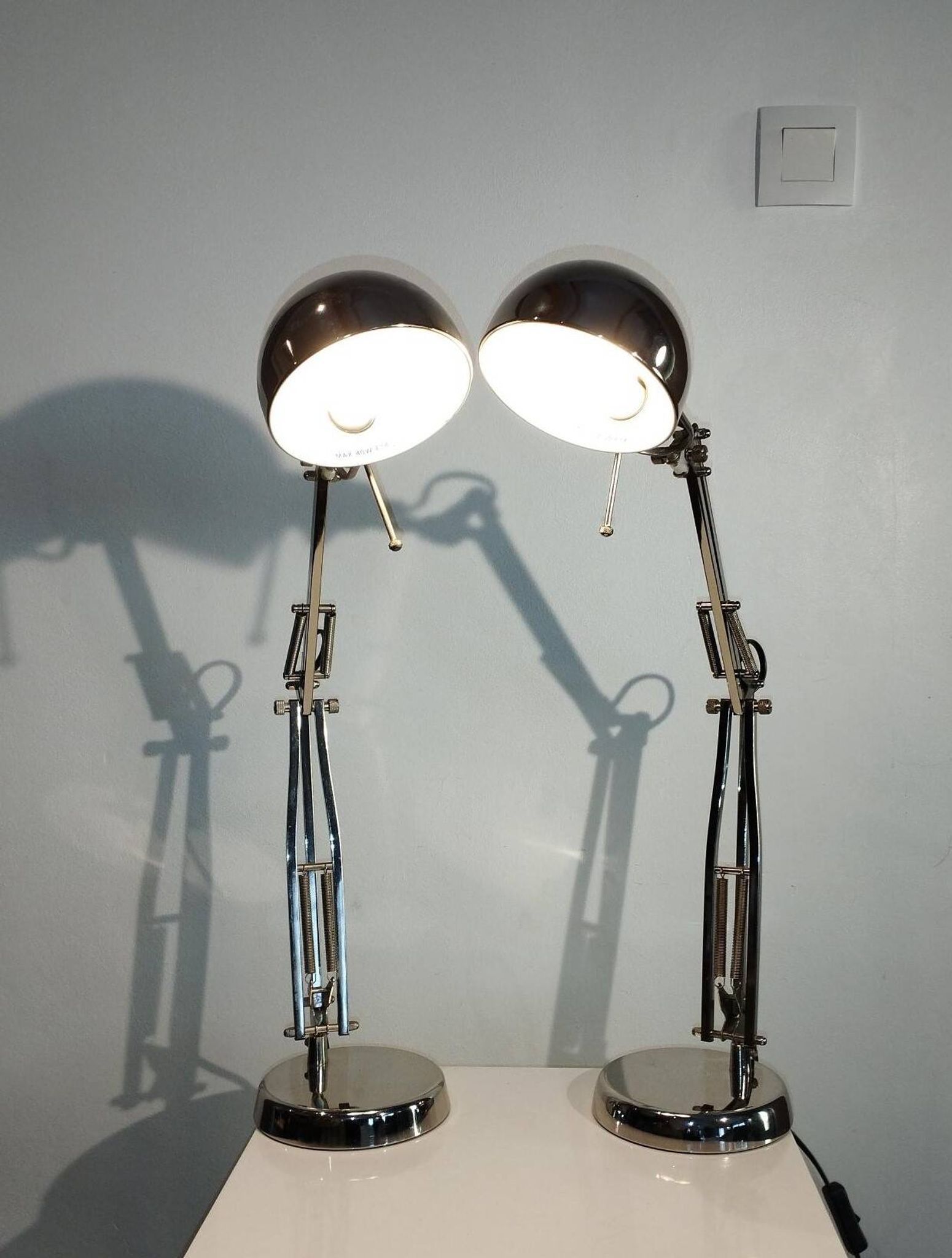 Pair of articulated lamps vintage 1980s industrial design