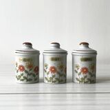 Set of 3 speckled ceramic spice jars with lids - In very good condition