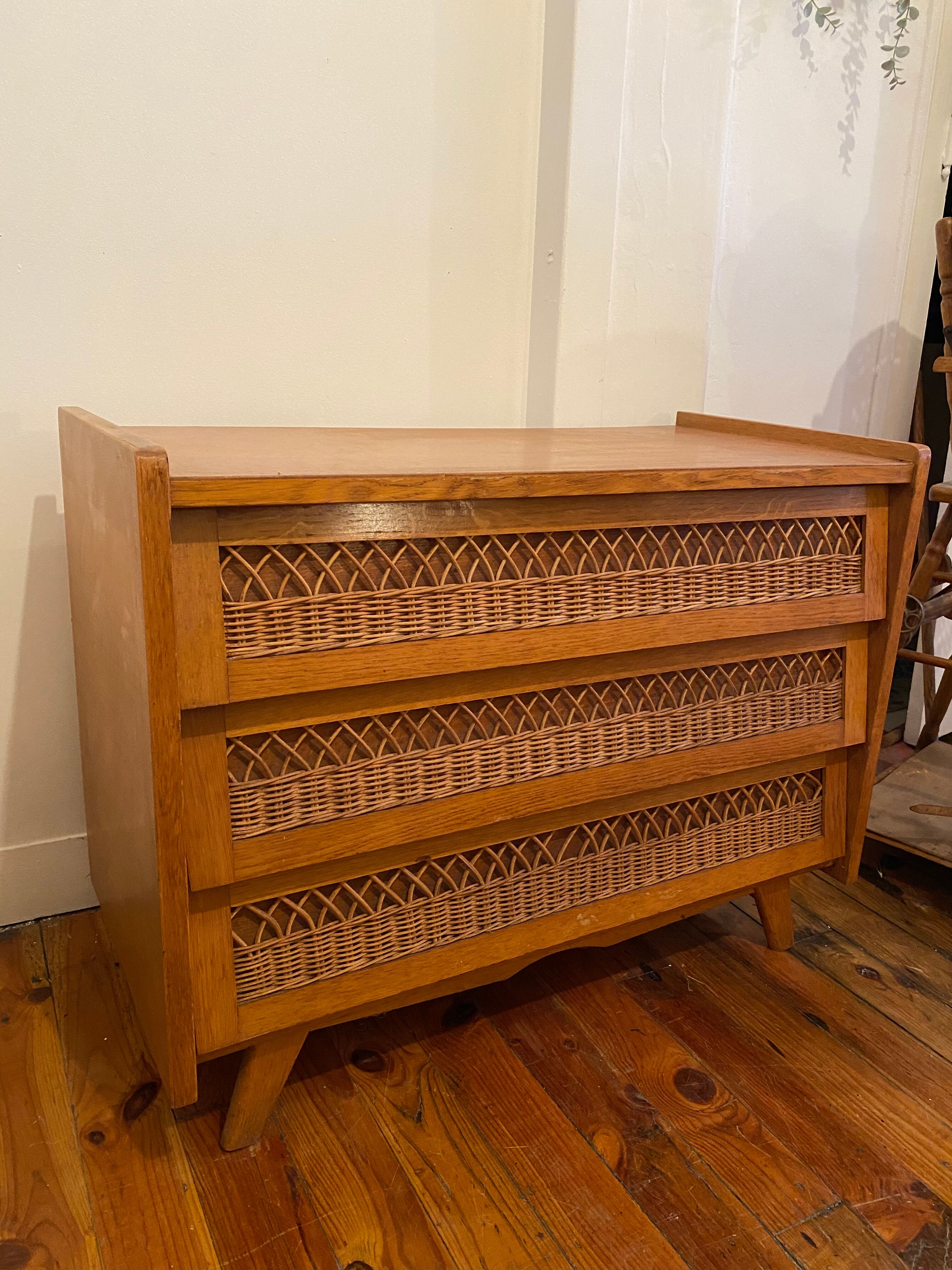 Rattan chest of drawers 3 drawers