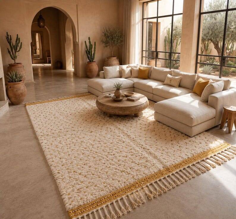 Tapis berbère fait main traditionnelle artisanale taille 3/4 m