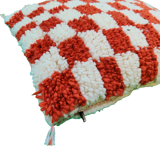 Berber cushion red chessboard Beni Ouarain