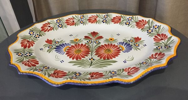 Plat de service ovale Henriot Quimper decor floral