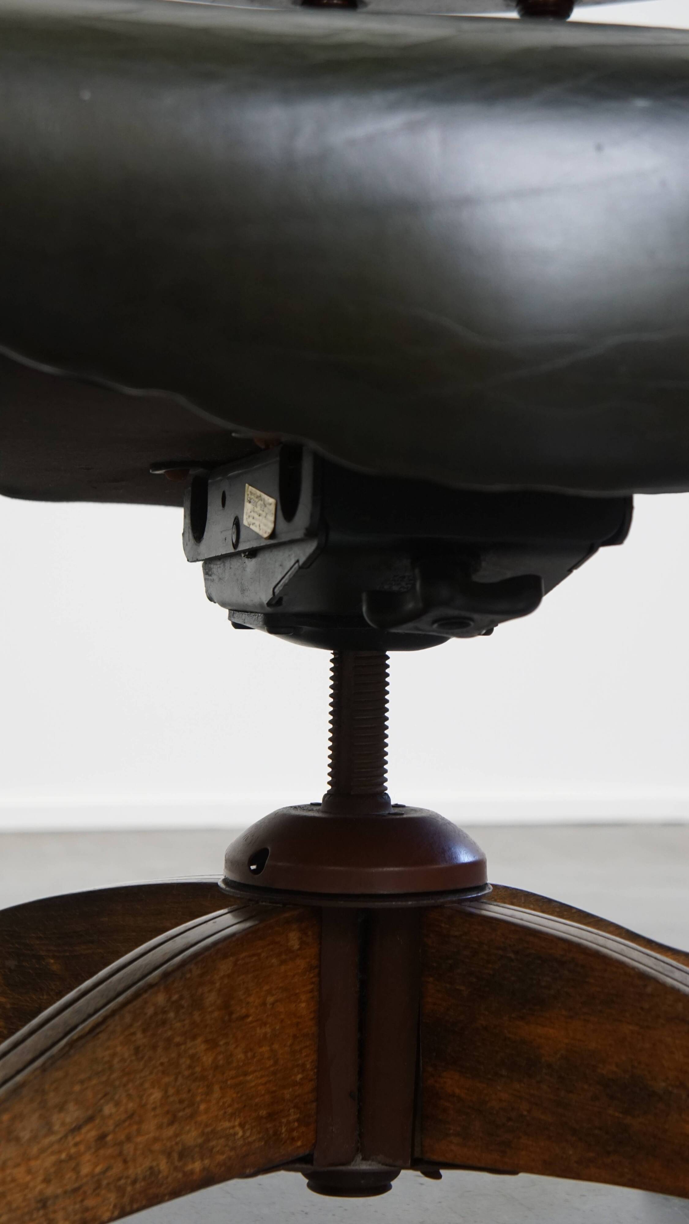 Dark Green Cowhide Leather Swivel and Tilt Chesterfield Office Chair