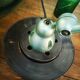 Old green metallic Jieldé lamp