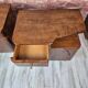 Pair of Asymmetrical Mid-Century  Walnut Nightstands with Brass Details