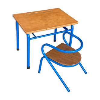 Blue desk and school chair set