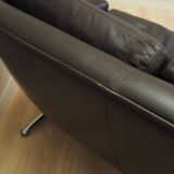 Brown leather sofa, Danish design, 1970s, designer: Werner Langenfeld, manu