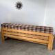 Ancien canapé lit 3 places design années 70/80 en pin vintage sofa