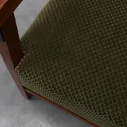 Amsterdamse School Oak Armchair with Green Velvet Seat, Netherlands, 1920s