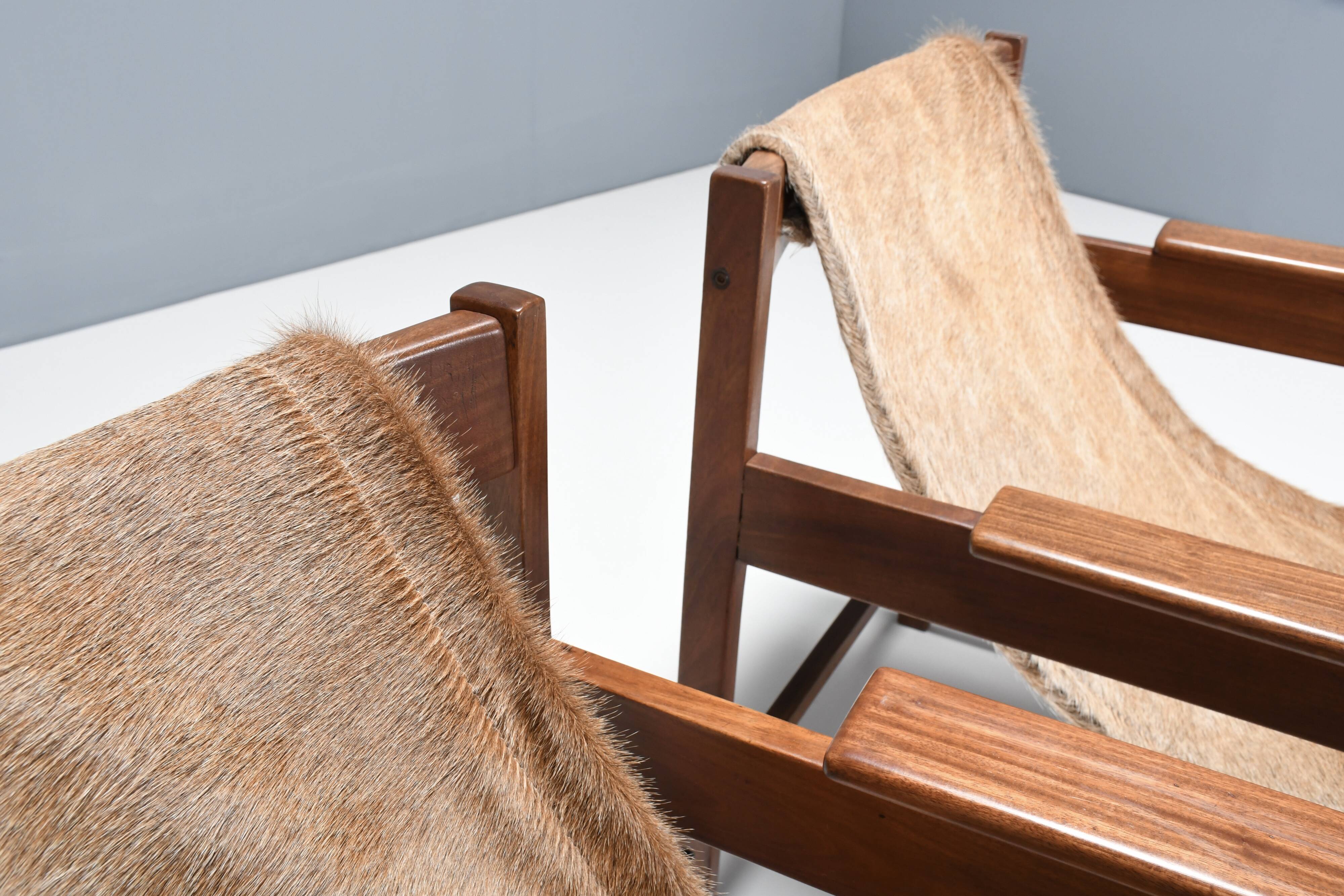 Pair of ‘Lia’ Armchairs by Sérgio Rodrigues, Brazil, 1962, Jacaranda and Cowhide