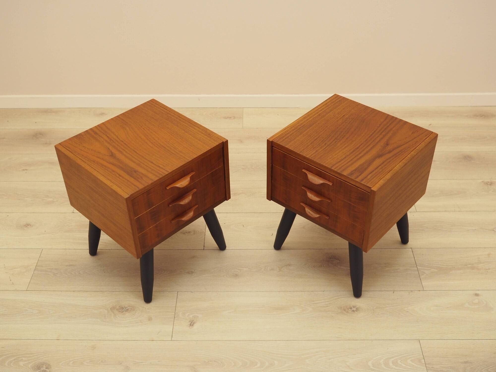Danish teak bedside chests of drawers, 1960s