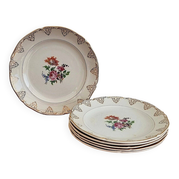 Lot de 6 assiettes plates Saint Amand Céranord modèle Eve