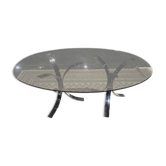 smoked glass table with chrome metal legs