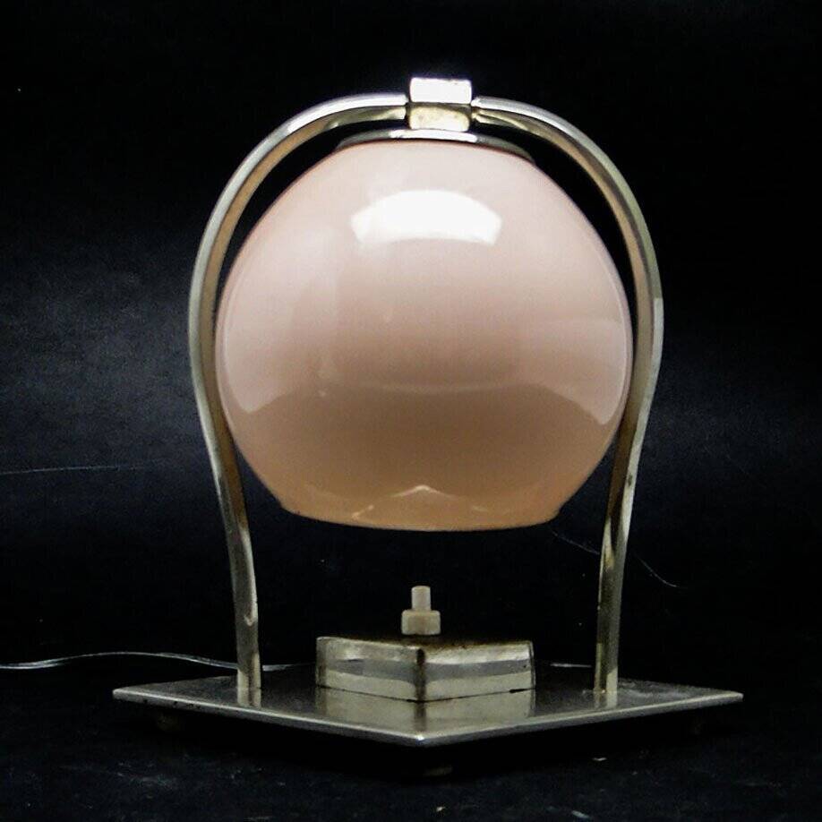 Glass and metal table lamp, Germany, 1930s