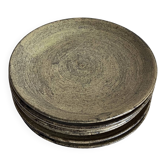 Set of 6 dessert plates in brutalist stoneware from the 1970s.