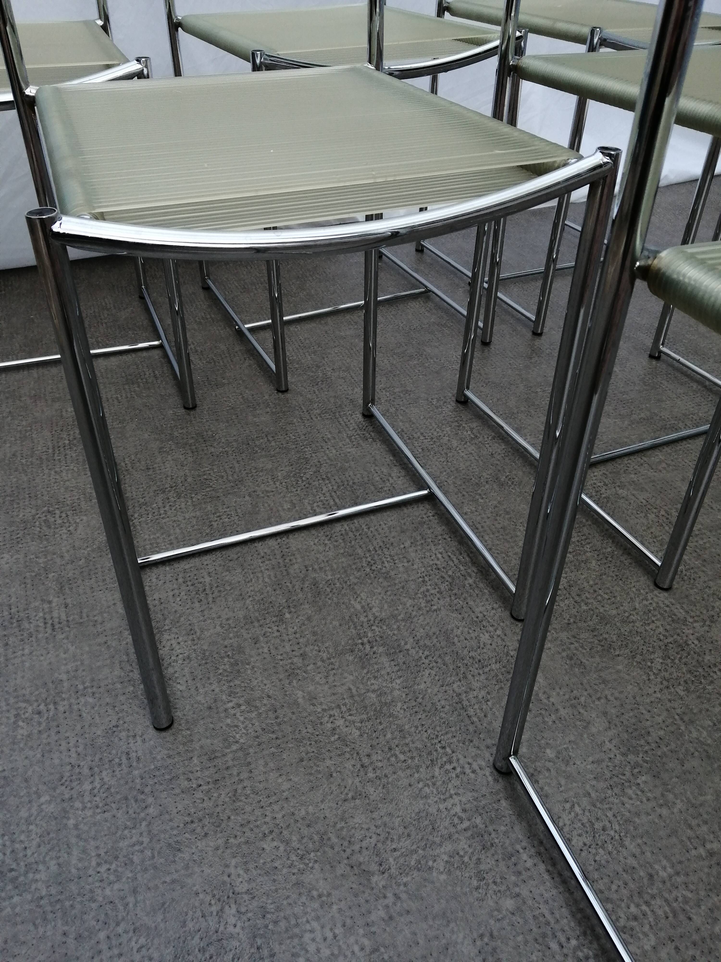 Set of 6 chrome spaghetti chairs model 101 of Belotti for Alias of the 70s-80s