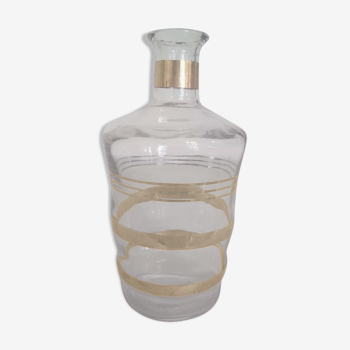 Vintage glass carafe with gold stripes