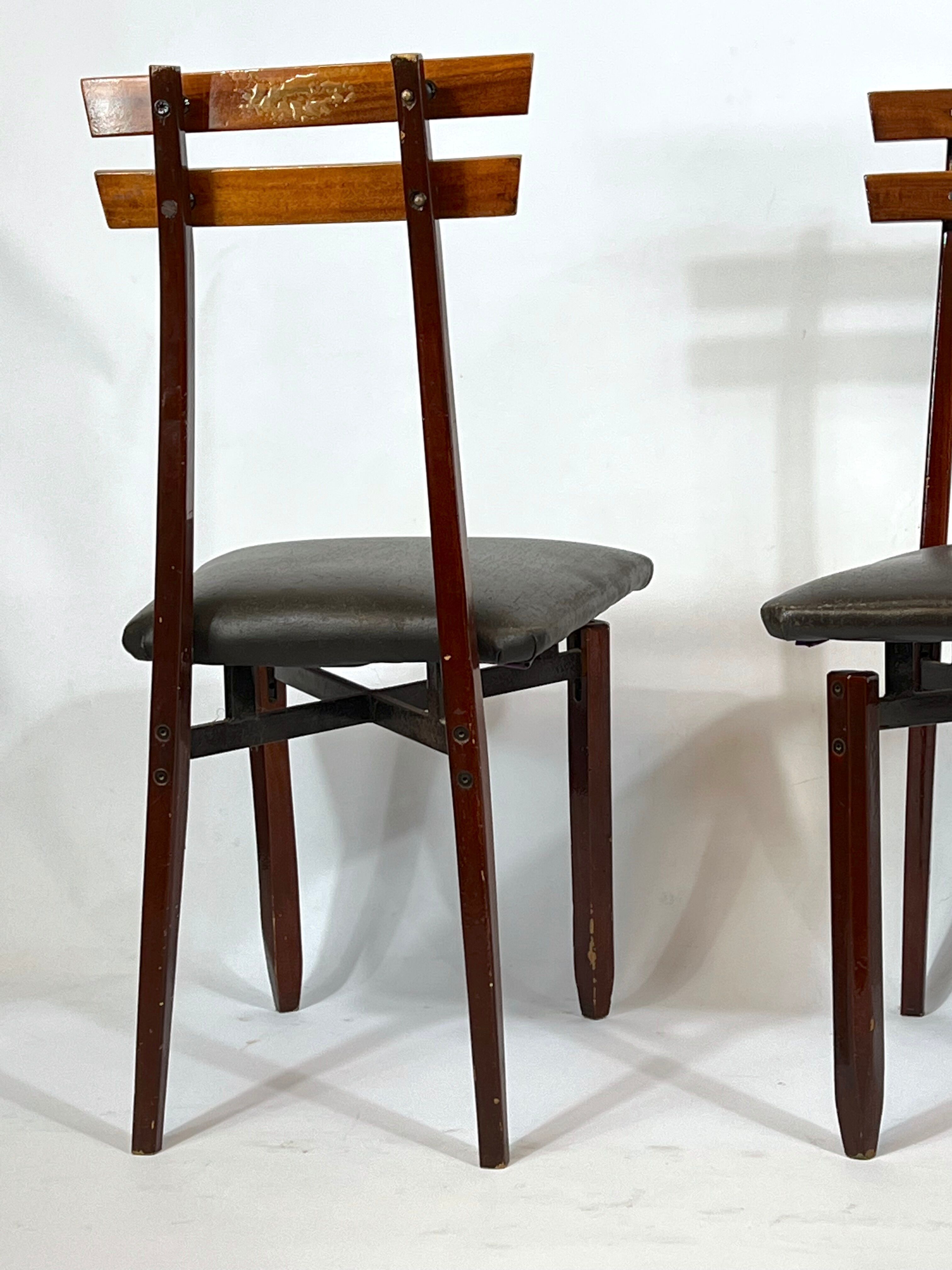 Set of six Mid-century Italian wood chairs