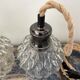 Set of three vintage electric chiseled glass walking lamps