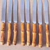 9 vintage bamboo handle knives