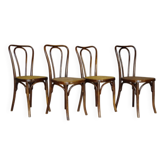 4 chaises bistrot Thonet Mundus N°A 48 cannées 1930