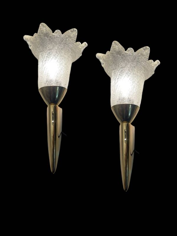 Lot de 2 appliques en verre de Murano et laiton