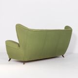 Canapé à oreilles en tissu vert par Paolo Buffa, Italie années 1950