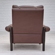 1970s, Danish armchair, original condition, furniture leather, dark oak wood.
