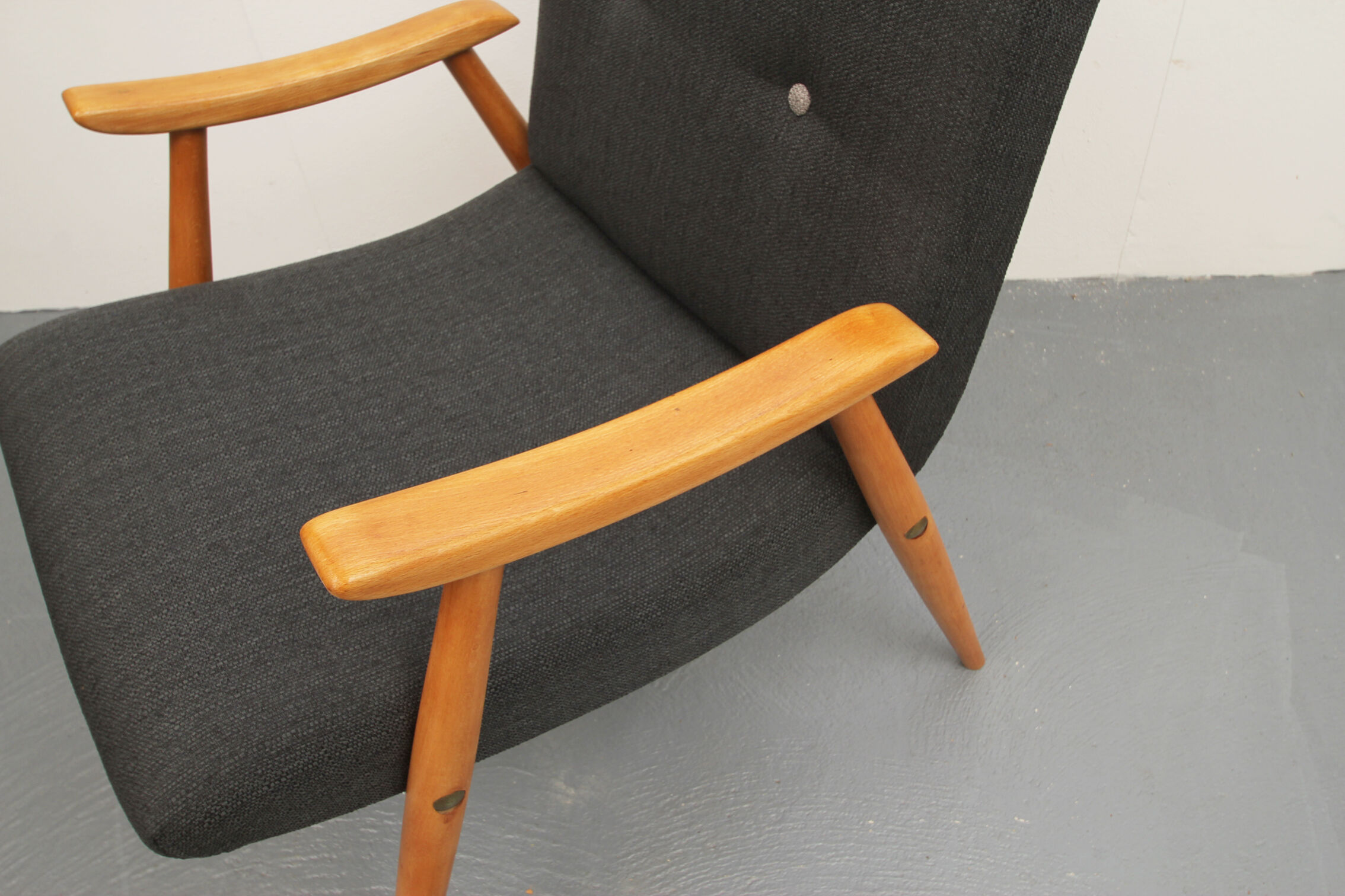 1950s armchair dark-grey, completely restored