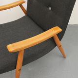1950s armchair dark-grey, completely restored