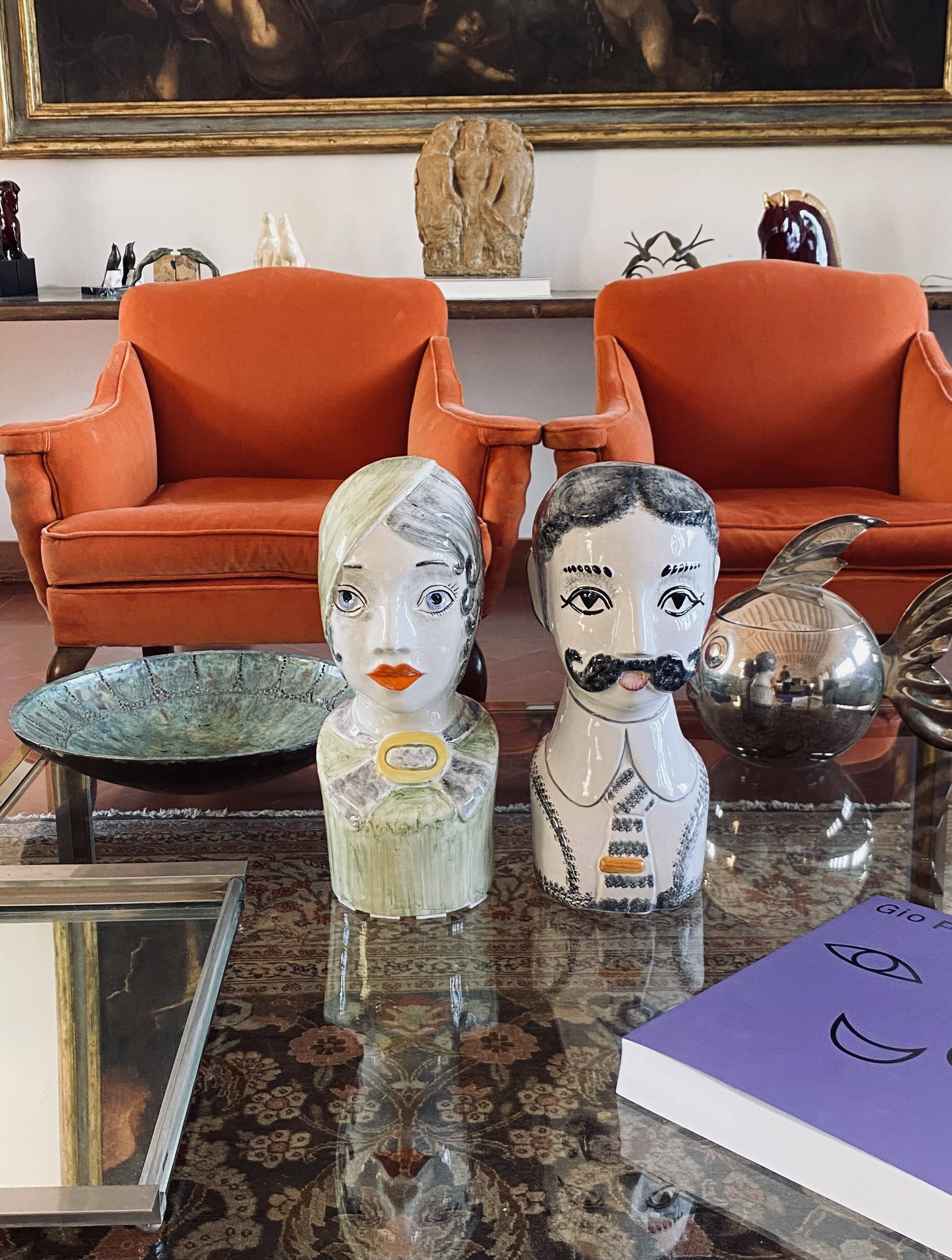 Tarcisio Tosin, Two half-bust sculptures, La Freccia, Vicenza Italy 1960s