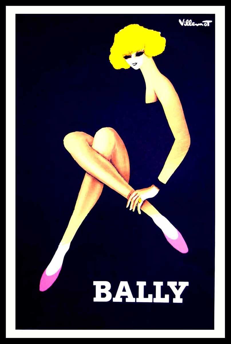 Original advertising poster shoes Bally Bernard Villemot 1980