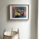 Vintage cubist still life pastel under glass and signed from 1967.