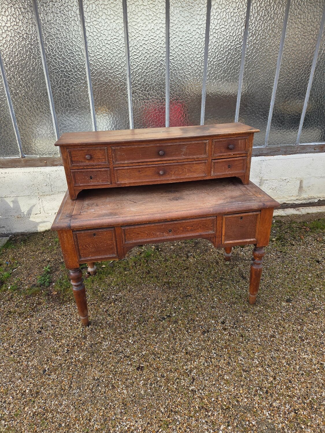 Solid oak desk with drawers