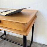 Modernist 50s oak metal desk