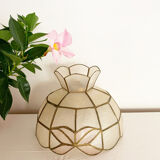Vintage mother-of-pearl lampshade with pink flowers