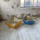 Set of 2 free-form fiberglass planters