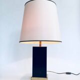 Hollywood Regency Style Black & Gold Square Table Lamp, 1970s