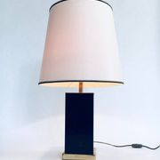 Hollywood Regency Style Black & Gold Square Table Lamp, 1970s