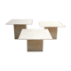 Série de 3 tables basses vintage en travertin