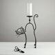 Black Painted Metal Cat Candle Holder, Snuffer & Original Label by Gunnar Ander for Ystad-Metall, Sweden, 1950s/60s