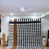Beni Ouarain Berber wool rug, modern design with black and white checks